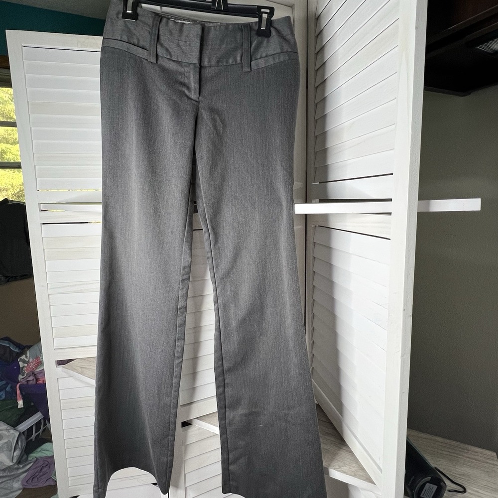 Charlotte Russe Women's Gray Flare Dress Pants Size 2L Stretch Trousers Career